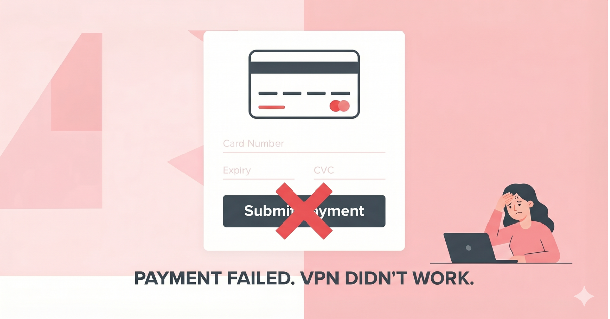Payment failing at checkout while trying to bypass Olive Young's US block